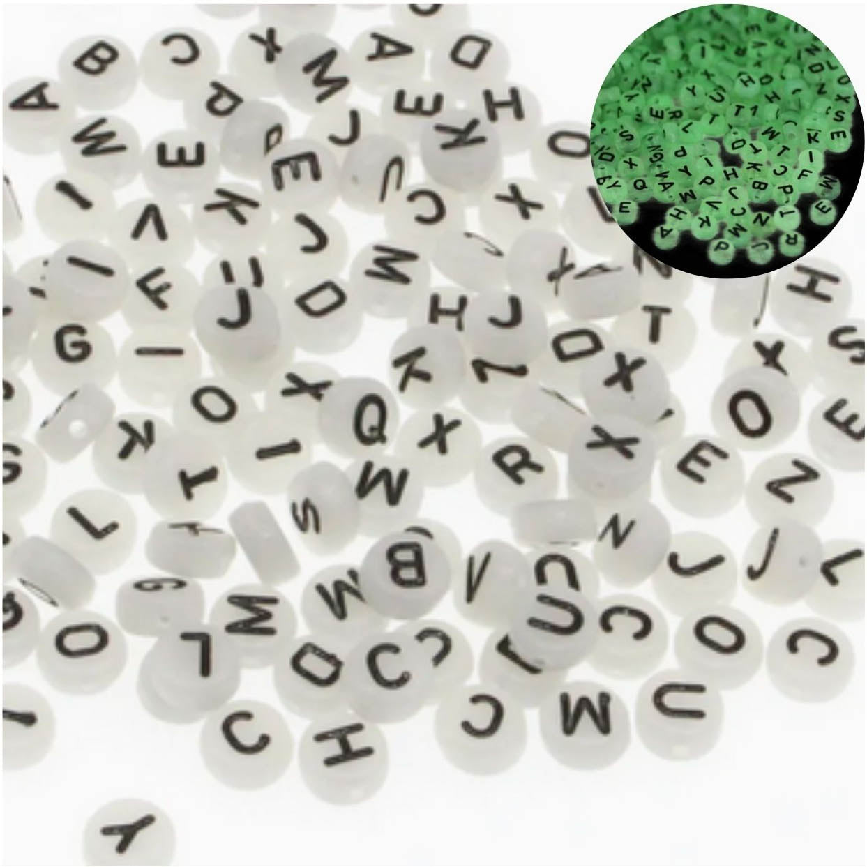 Letras Acrílicas Luminosas - 7mm - 10gr. - Blanco-Negro