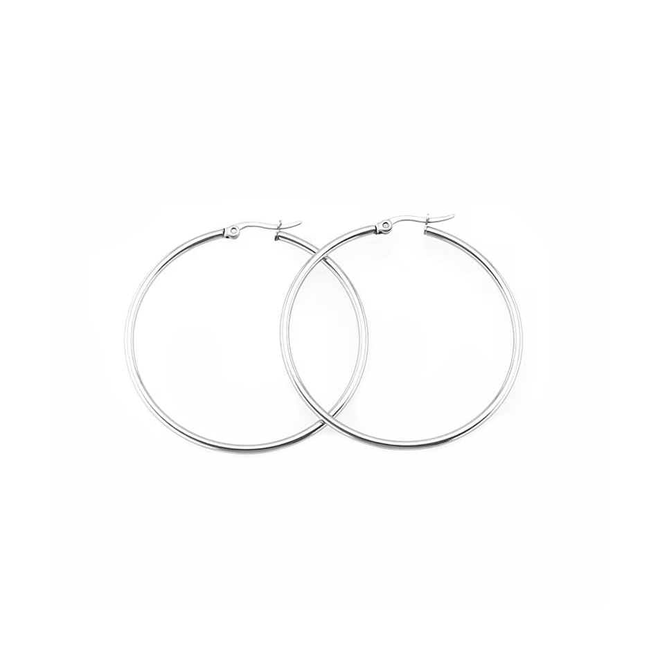 Argollas para Aro Plateadas - Acero Quirúrgico - 40mm - 2und