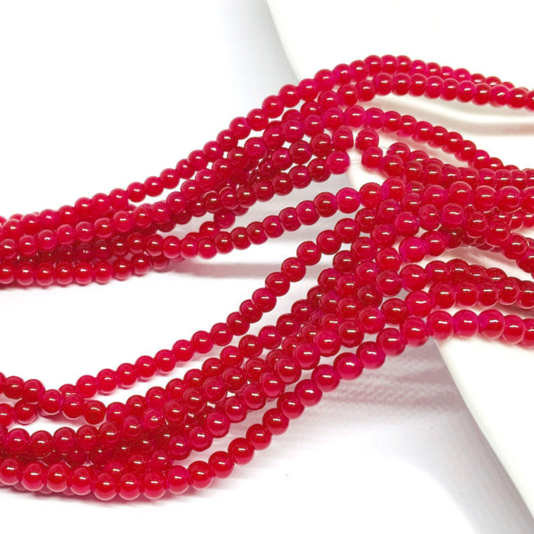 Perla de vidrio - 4mm - Tira 100und aprox. - Rojo
