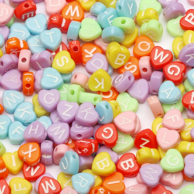 Letras Corazón Acrílicas - 7mm - 10gr. - Multicolor Pastel
