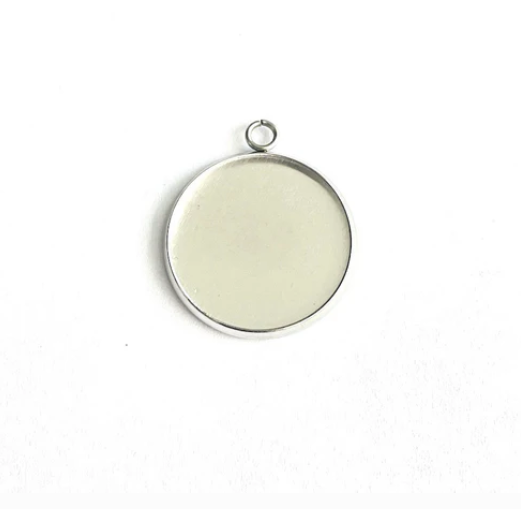 Base Cabujón Redonda Acero Quirúrgico - 25mm - 1und