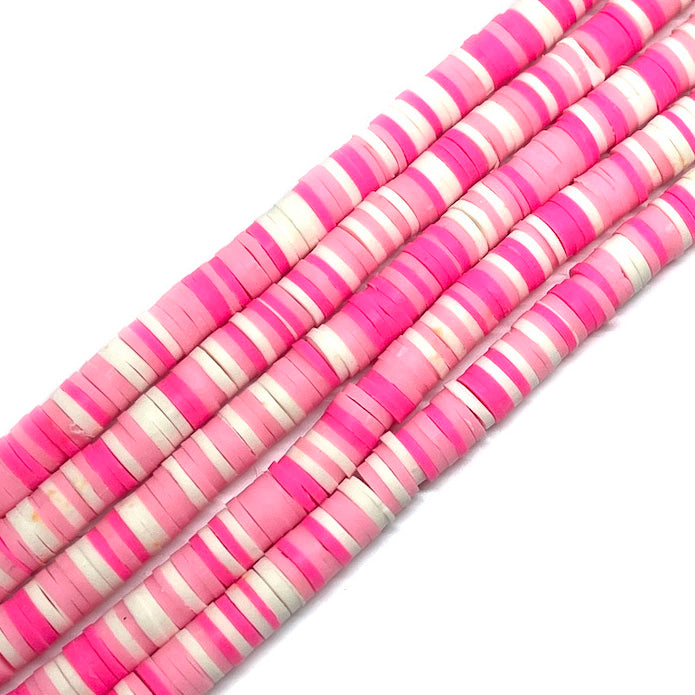 Cuentas de Fimo - 6x1mm - Rosado surtido