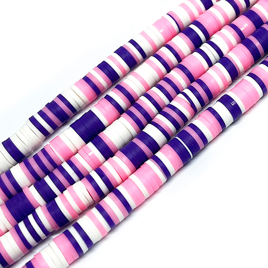Cuentas de Fimo - 6x1mm - Azul rosa y blanco