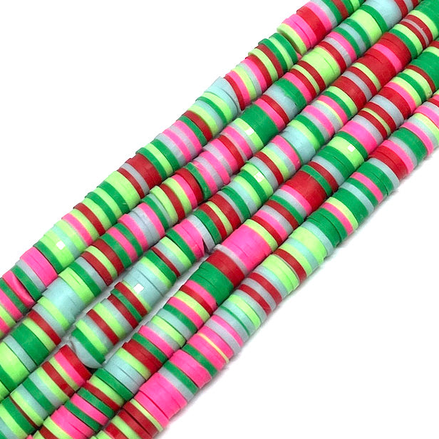 Cuentas de Fimo - 6x1mm - Verdes y Rojos
