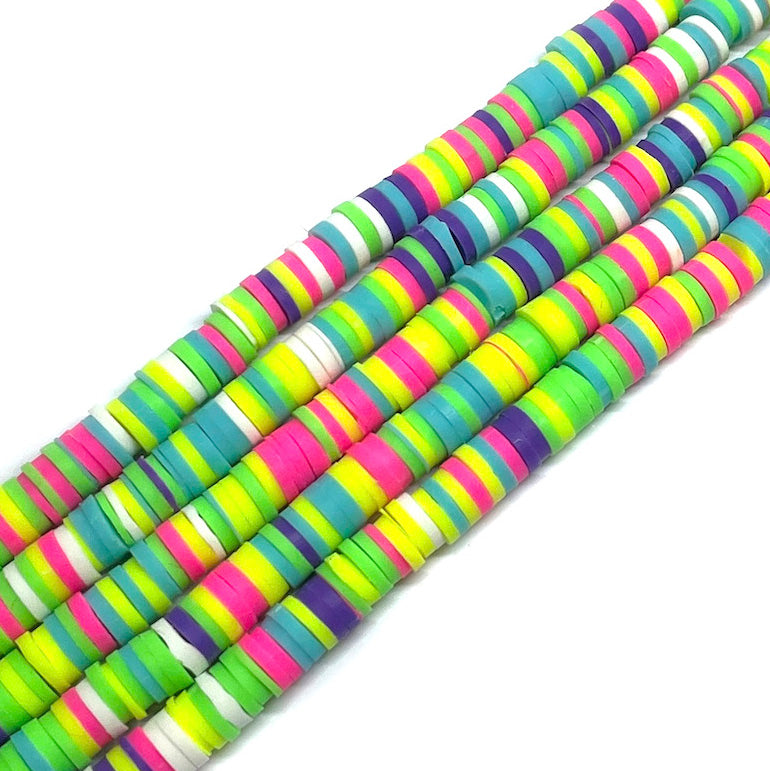 Cuentas de Fimo - 6x1mm - Verdes y fucsia