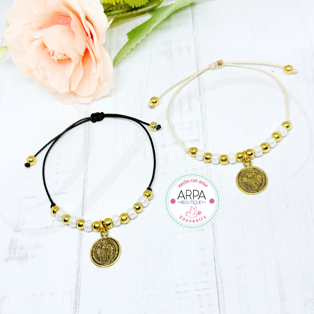 Pulsera ajustable denario-pulsera San Benito - 10und.