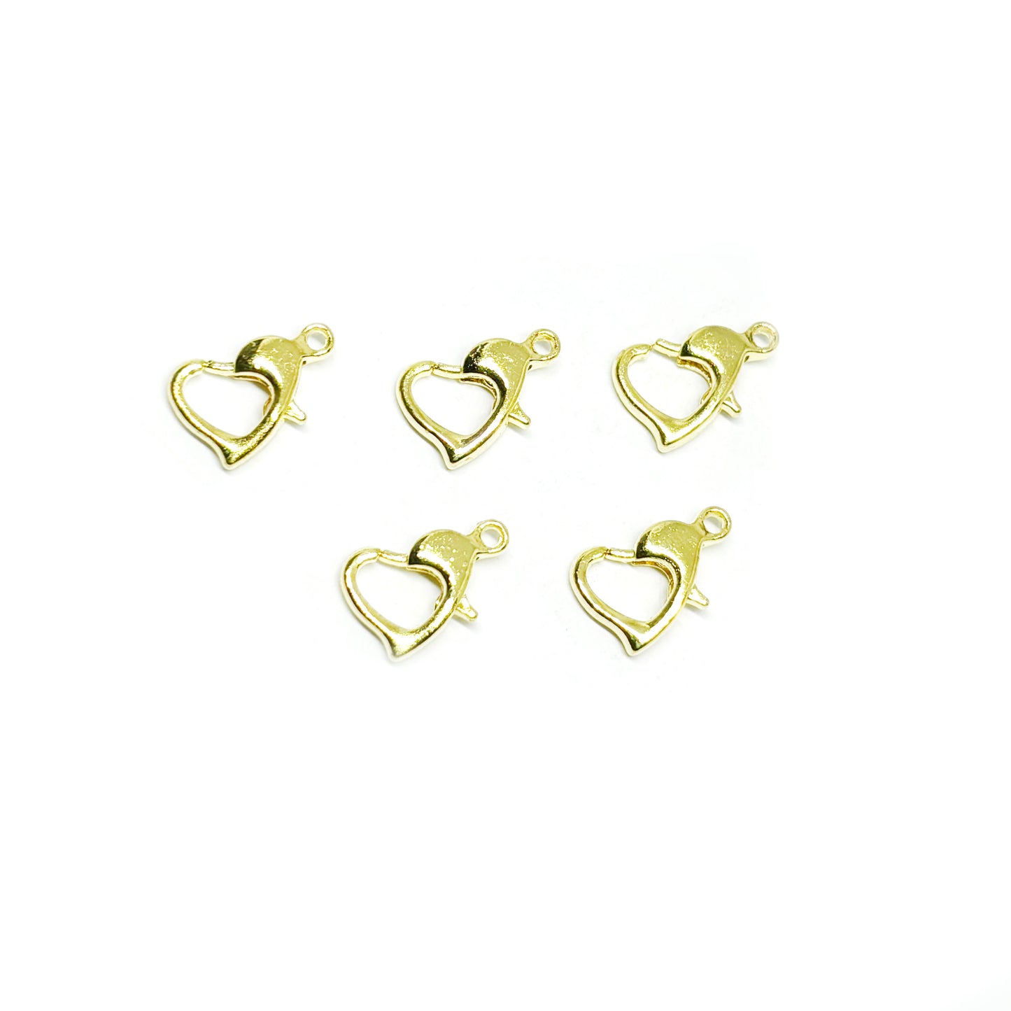 Broche Mosquetón Corazón 10mm - Dorado - Set 5und