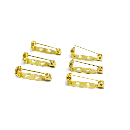 Broche prendedor tipo alfiler de 20mm - Dorado - 6und