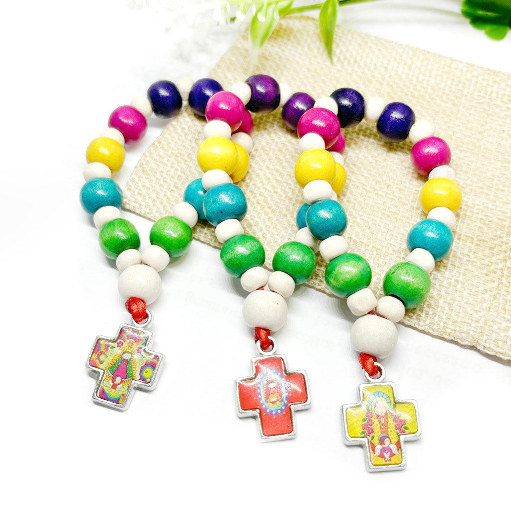 Denario de madera multicolor Virgencita Plis - 12u