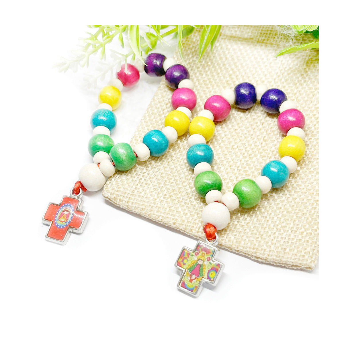 Denario de madera multicolor Virgencita Plis - 12u