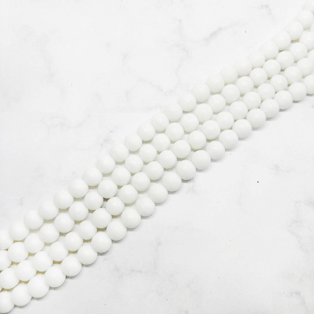 Perla de vidrio matte - 8mm - Tira 50und aprox. - Blanco