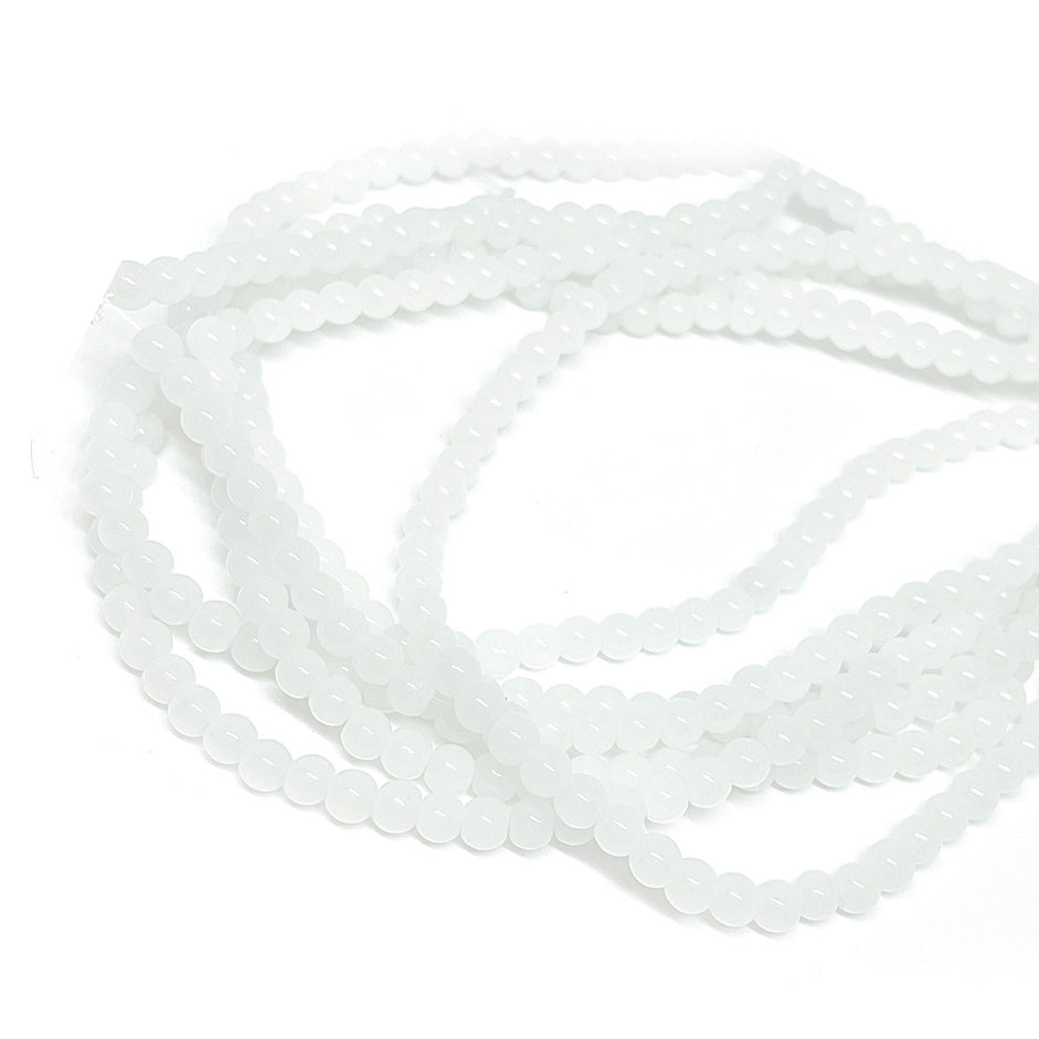 Perla de vidrio - 4mm - Tira 100und aprox. - Blanco tr