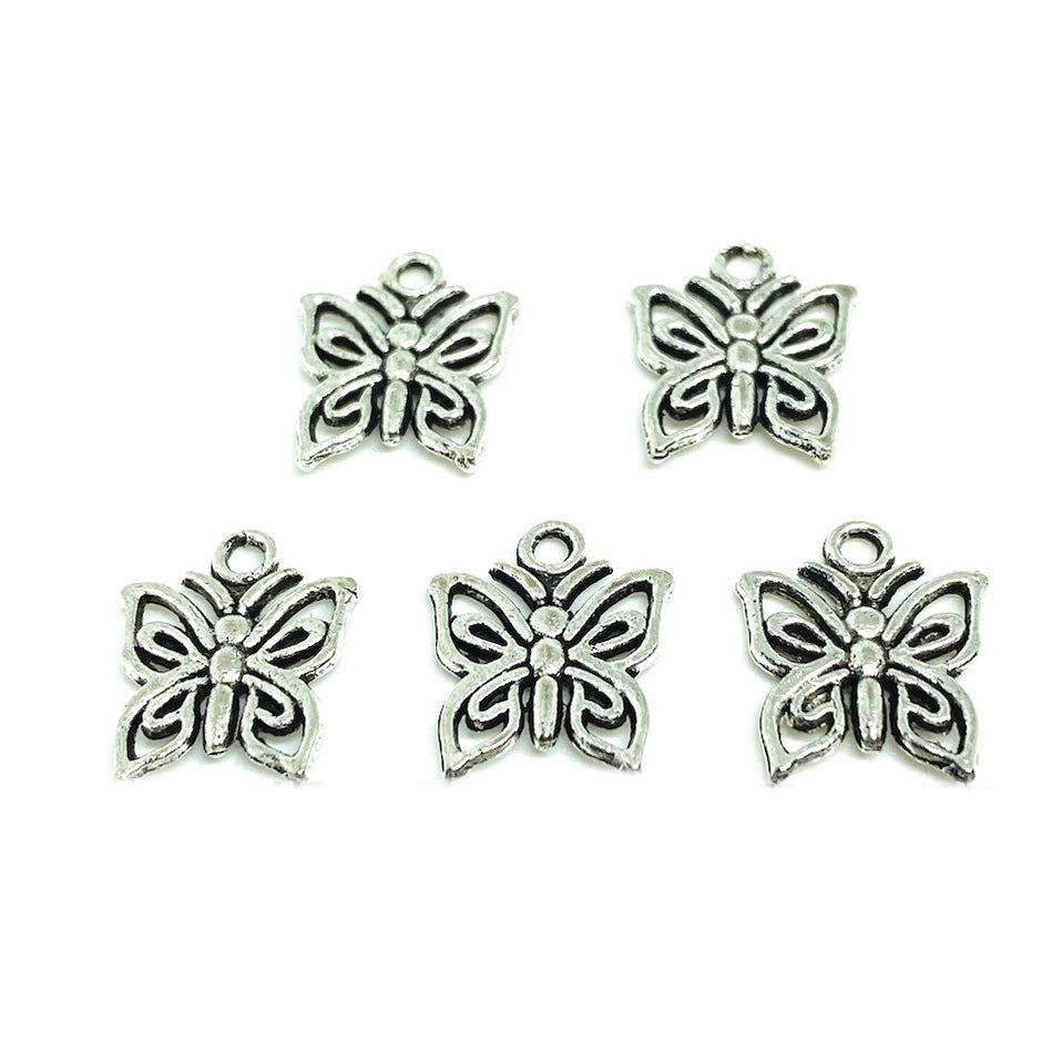 Colgante Mariposa Plateado - 10mm - 5und