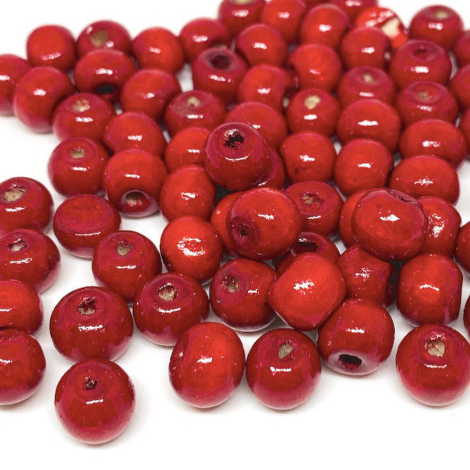 Cuentas de Madera - 8mm - 30gr - Rojo