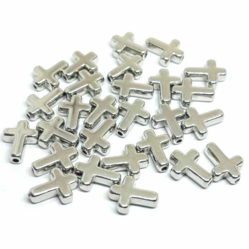 Acrilico Cromado Plateado - 15x12mm - 30und - Cruces