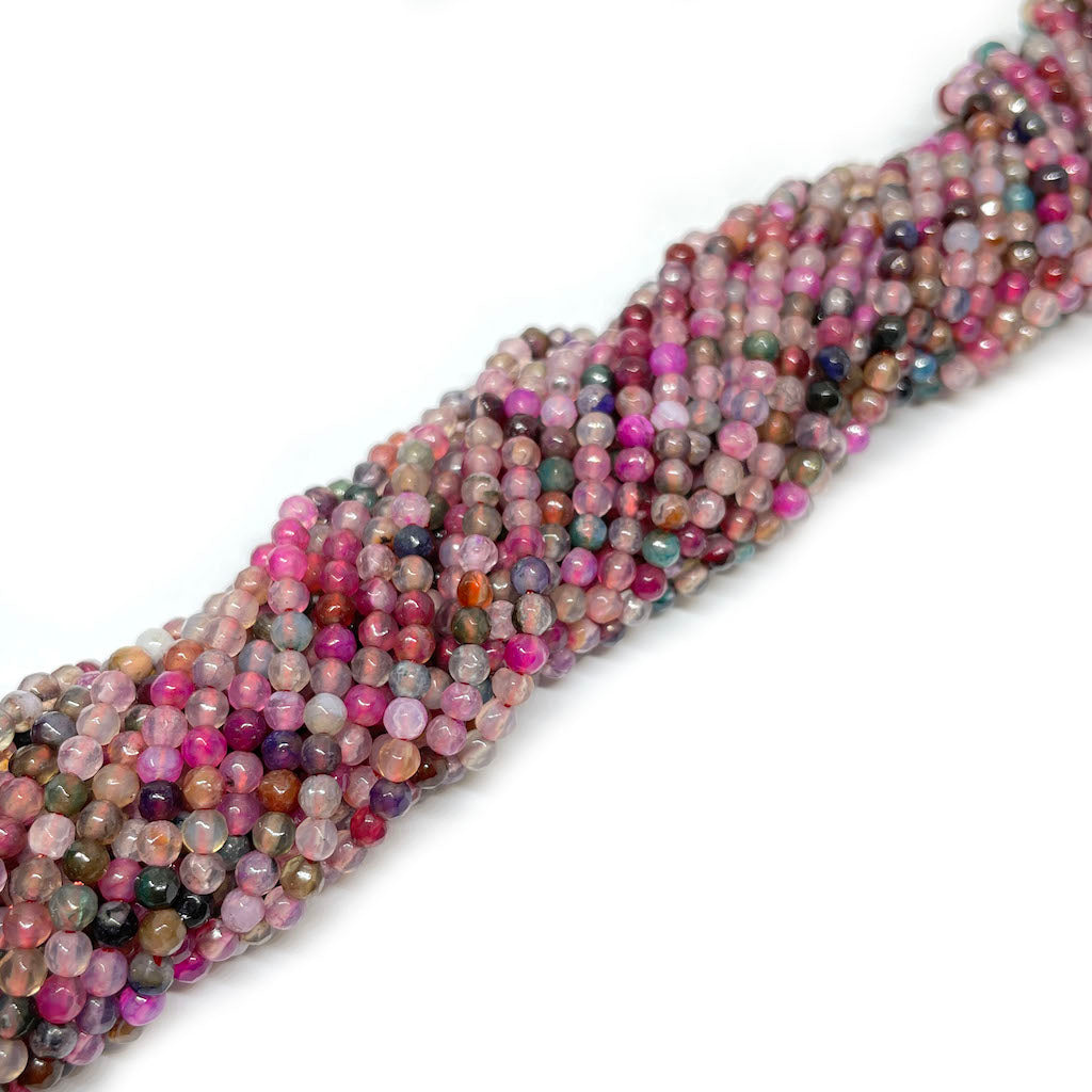 Ágata Facetada - 3mm - Verde y fucsia