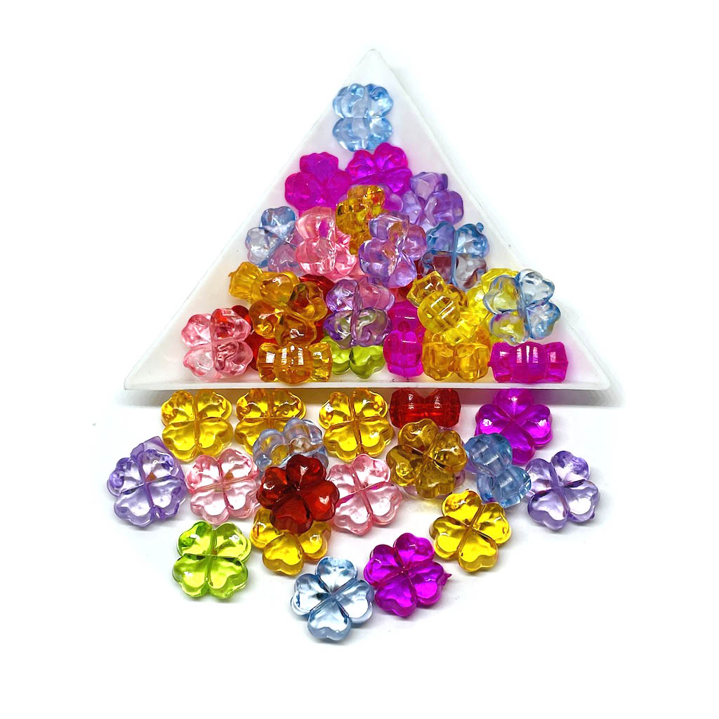 Acrilico Flúor - Trebol 4 hojas - 10mm - 15gr - Mix colores