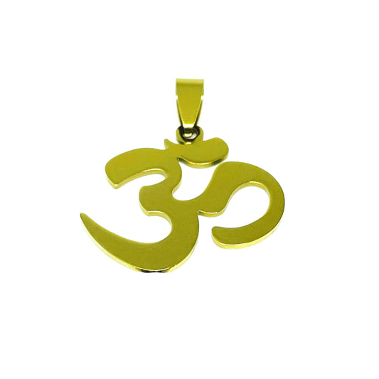 Colgante Acero Quirúrgico  - Öm Dorado - 25mm