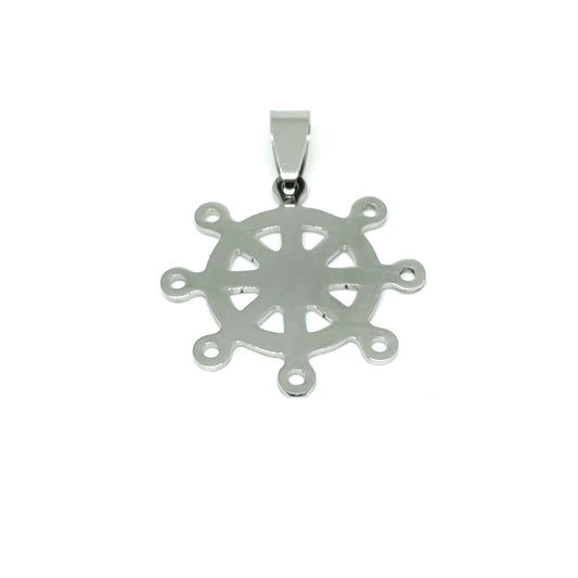 Colgante Acero Quirúrgico - Timón Plateado - 25mm
