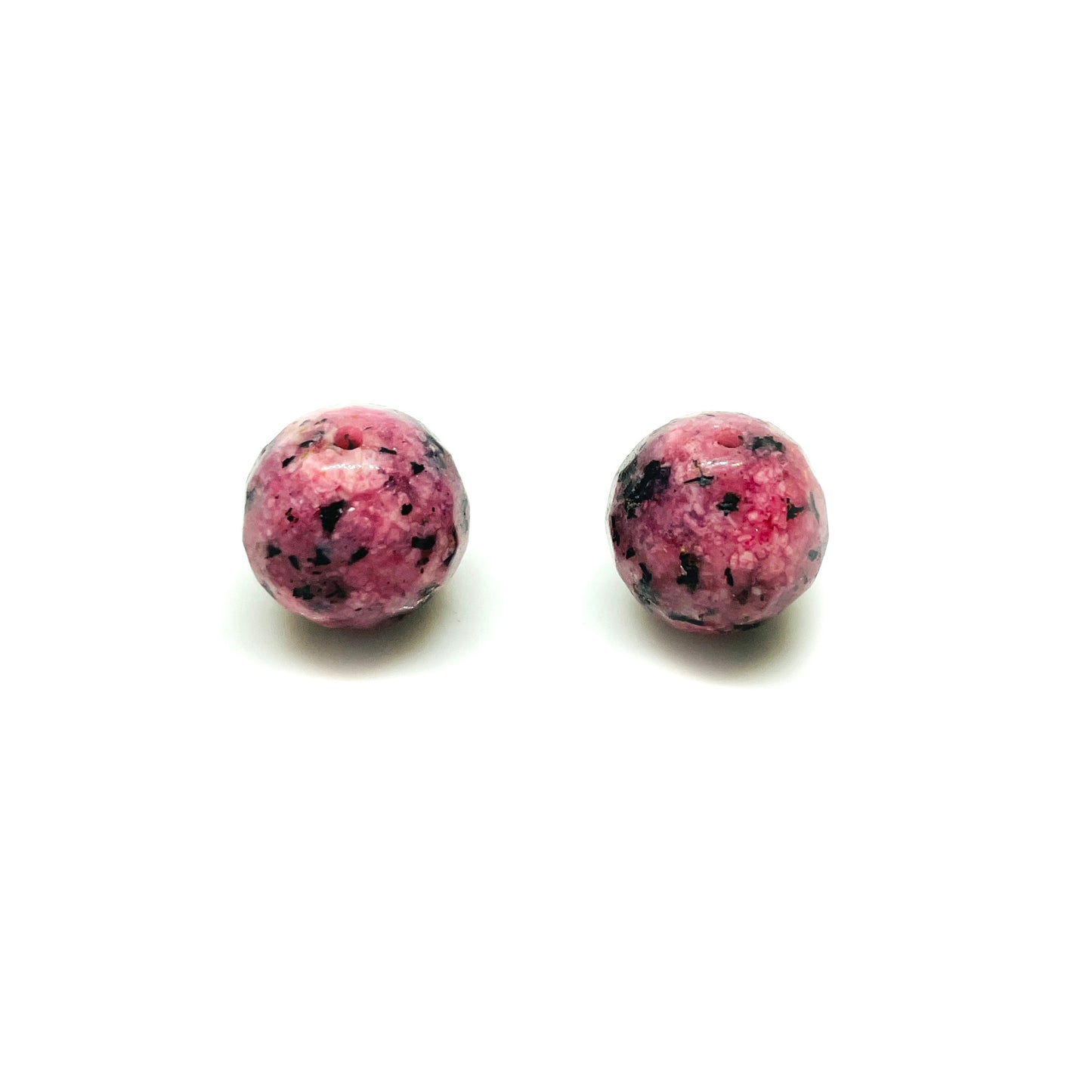 Set de Agatas Facetadas de 12mm - 2und - Rosa con negro
