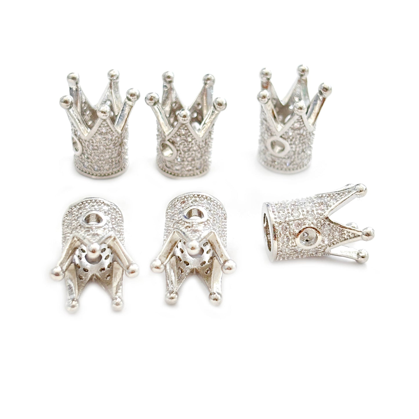 Set de 6 Coronas Plateadas de circonia