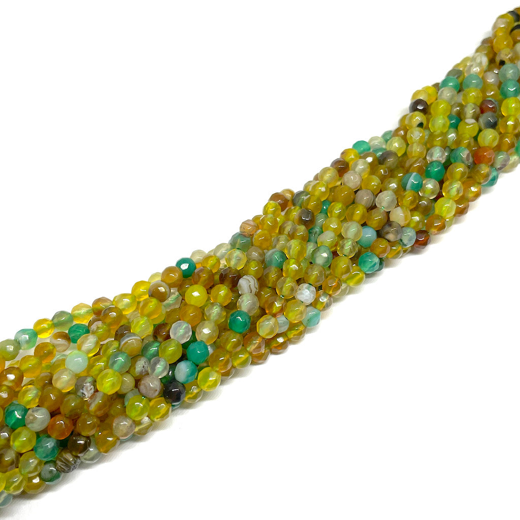 Ágata Facetada - 4mm - Verdes y amarillos
