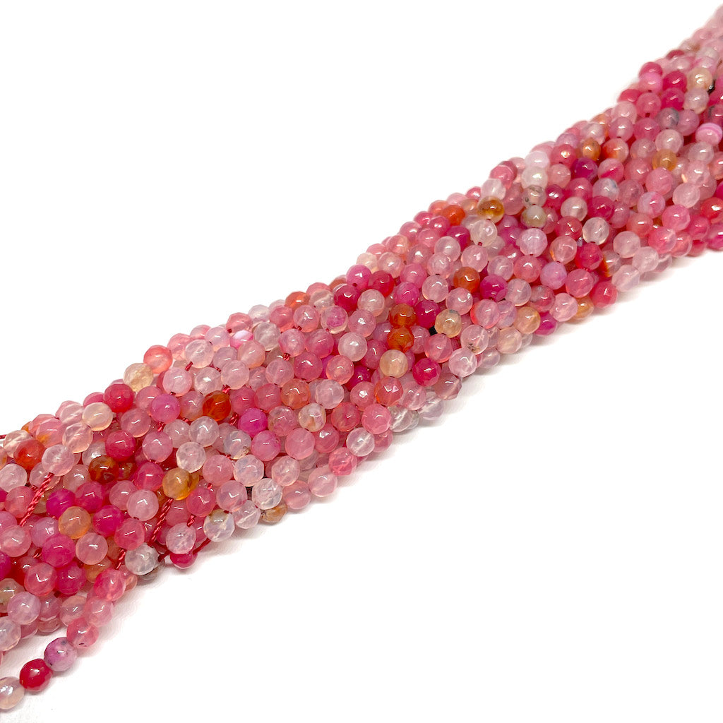 Ágata Facetada - 4mm - Rosado Nevado claro