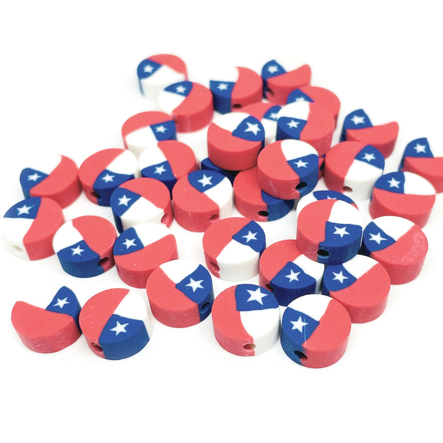 Cuentas Arcilla polimérica - Bandera Chile - 9mm - Set 10und