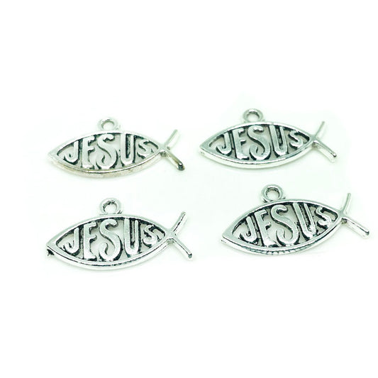 Colgante Jesús Plateado - 23mm - 4und