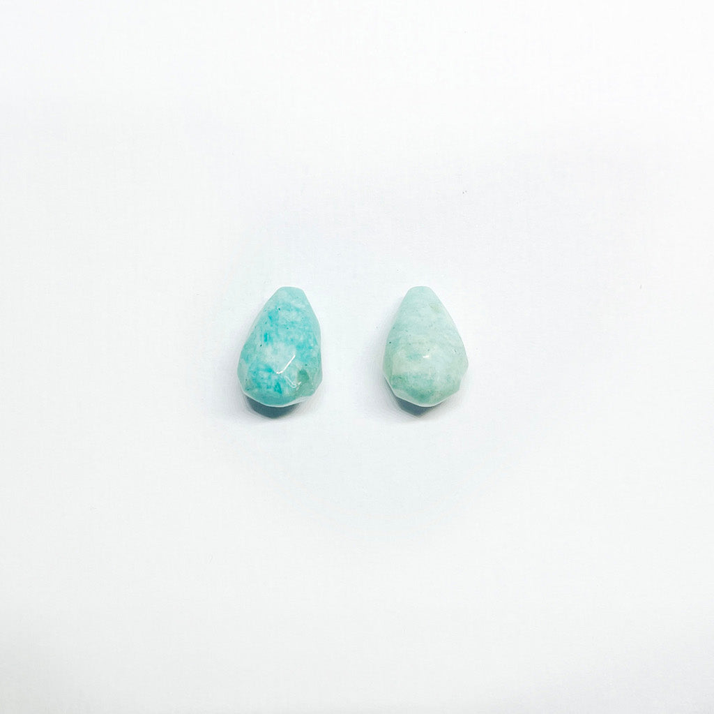 Set gotas de Piedra - 14x10mm - 2und - Amazonita