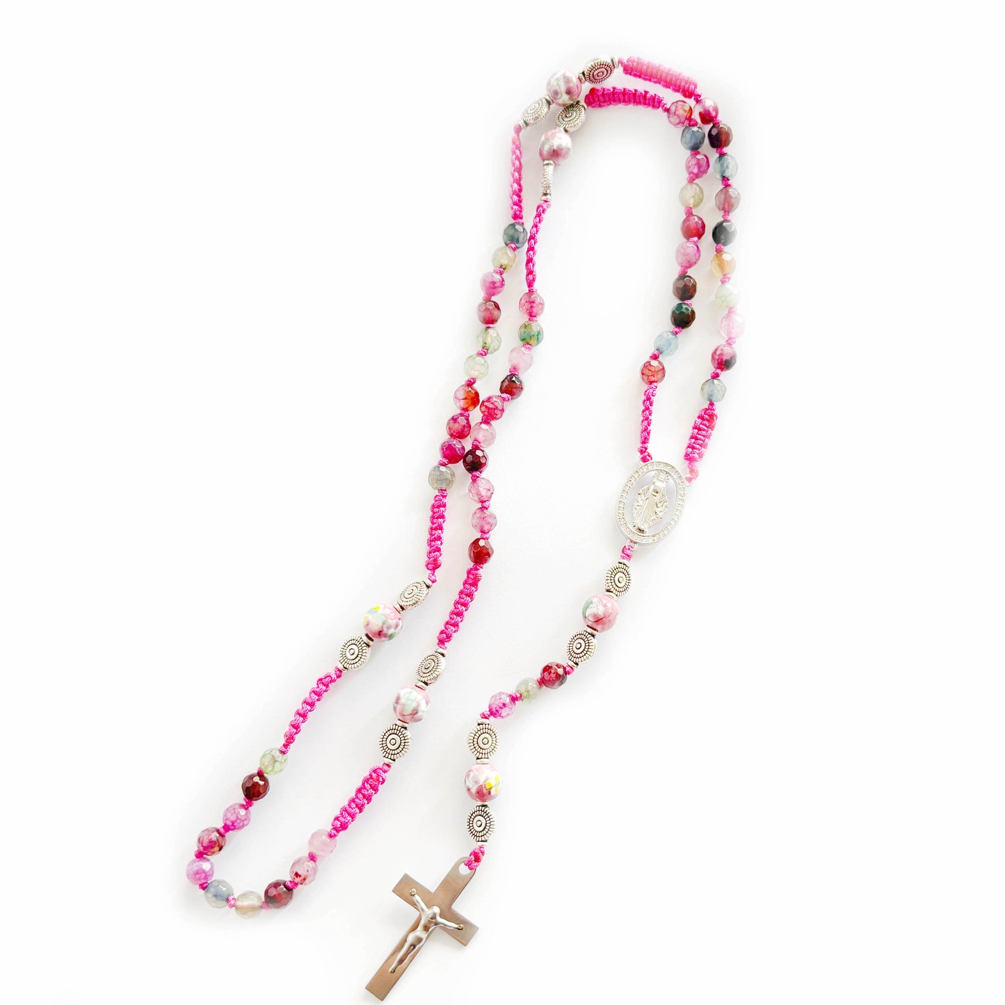 Rosario católico piedra Agatas multicolor - 1und