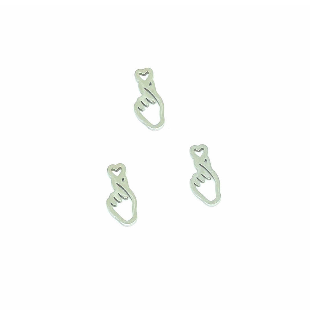 Dije Mini de Acero Quirúrgico - Finger Heart 10mm - 1und