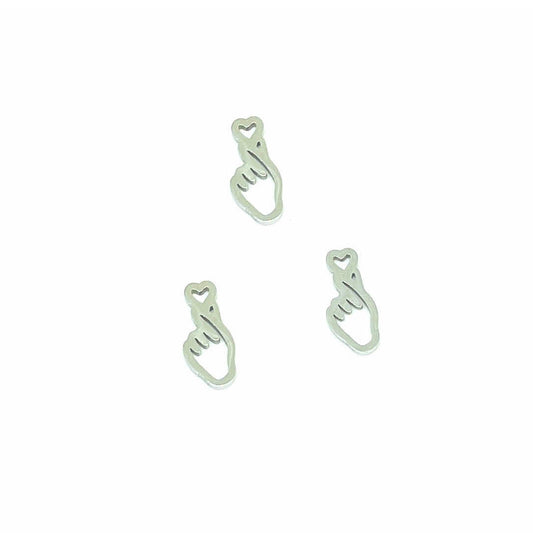 Dije Mini de Acero Quirúrgico - Finger Heart 10mm - 1und