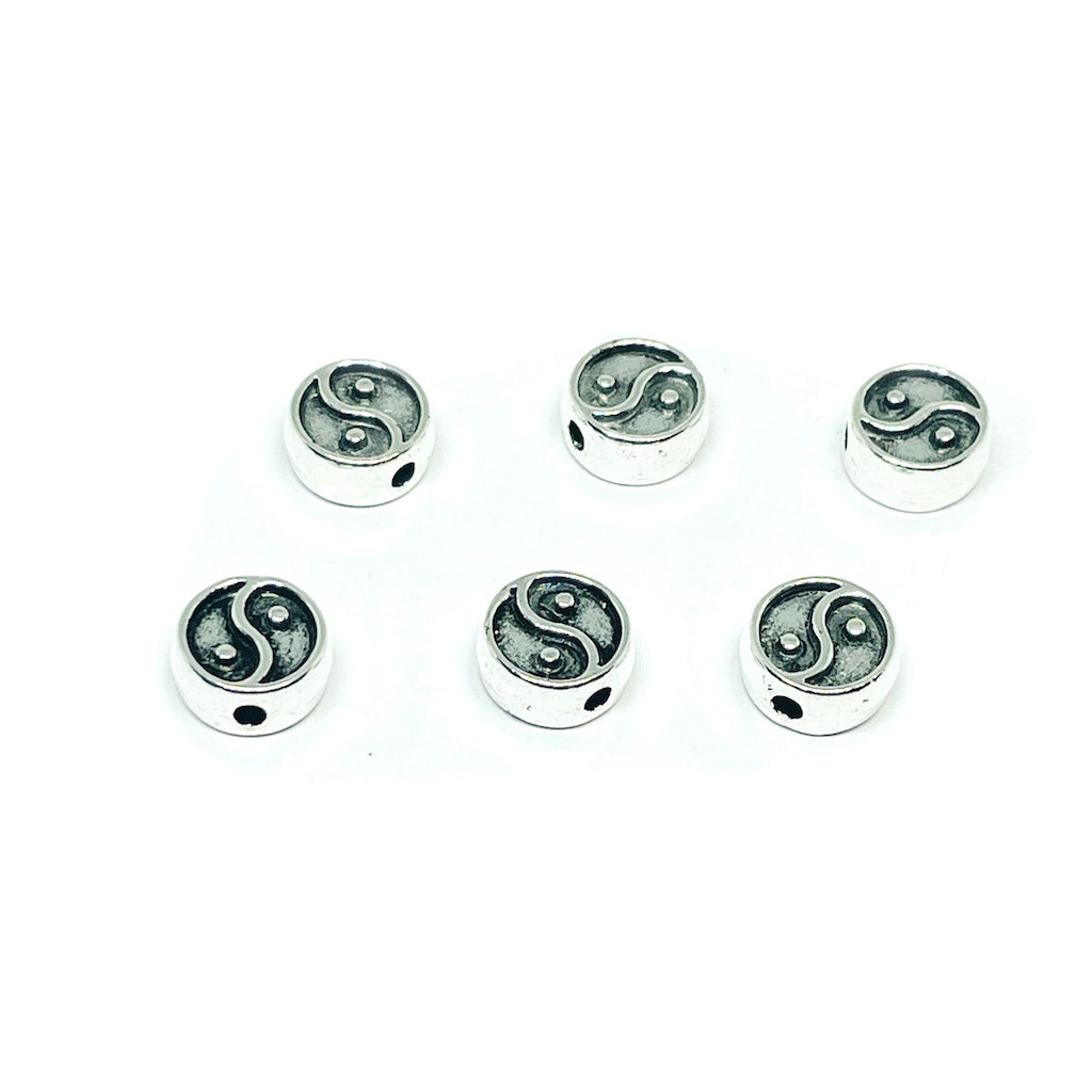 Separador Yin yang plateado - 7mm - 6und
