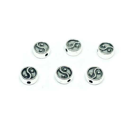 Separador Yin yang plateado - 7mm - 6und