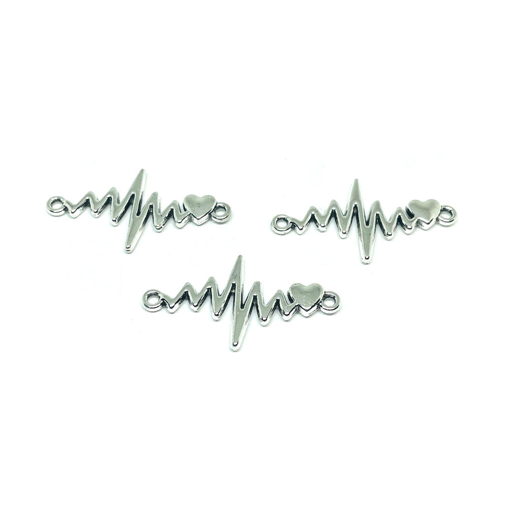 Conector Pulso Corazon - 25mm - Plateado - 3und