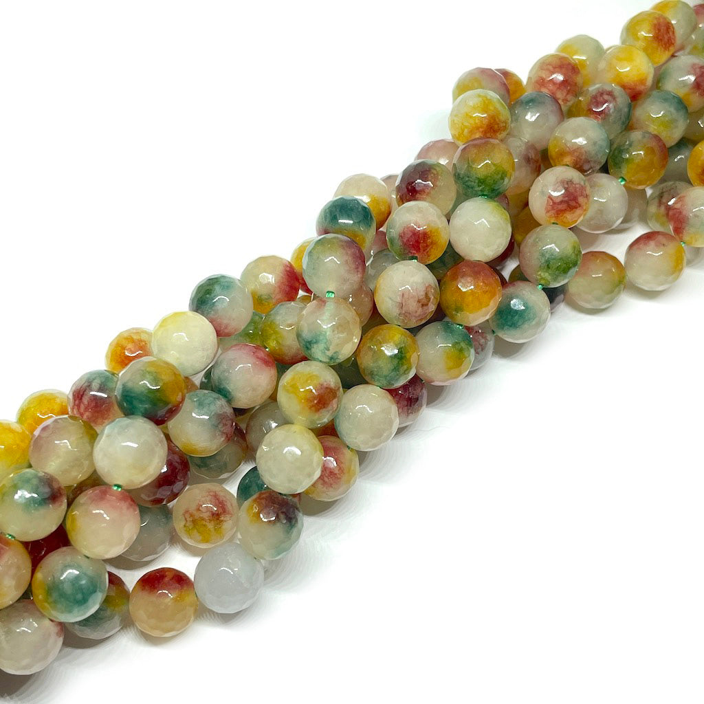 Ágata Facetada - 10mm - Surtido Verde con amarillo y burdeo