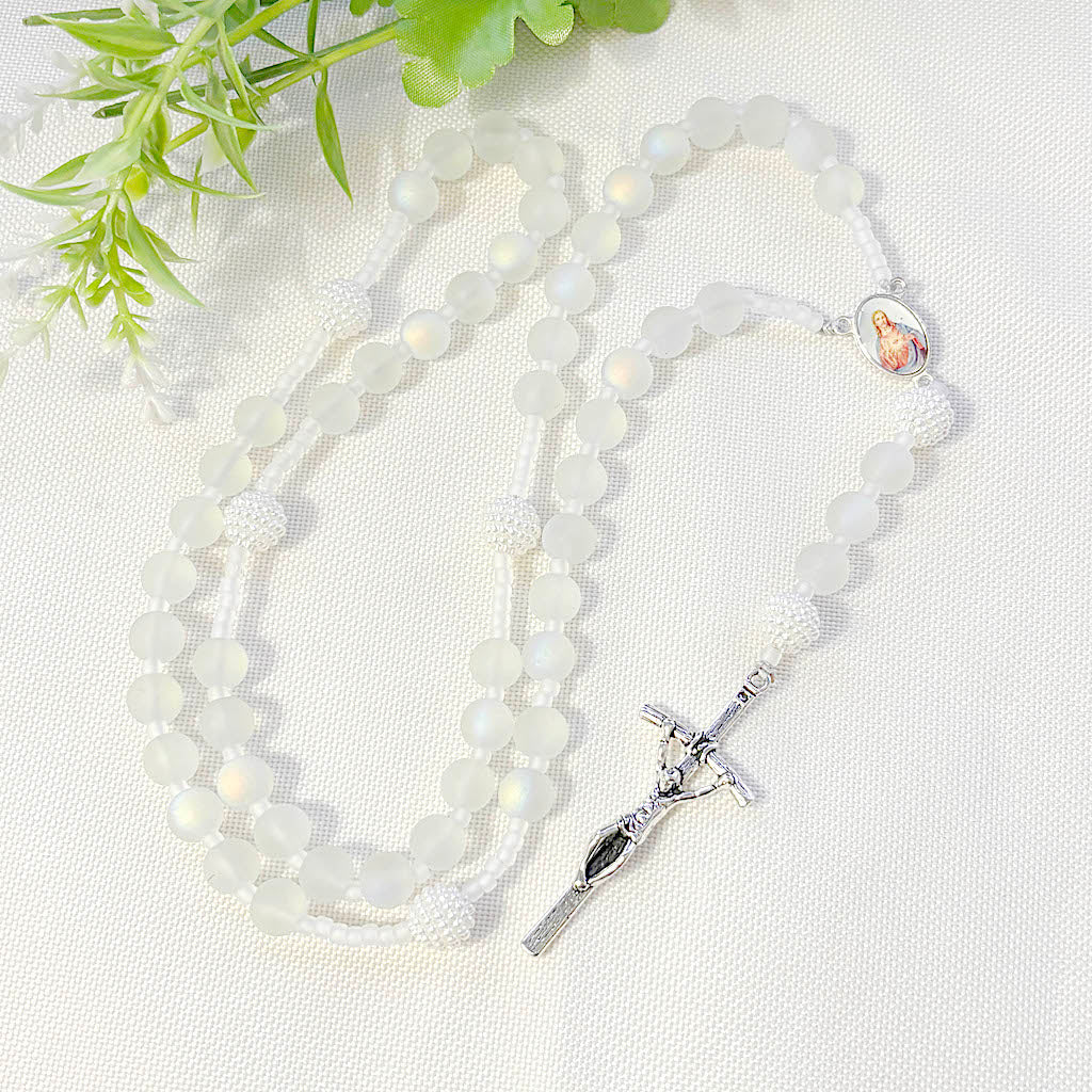 Rosario Sagrado Corazón blanco mate - 1und