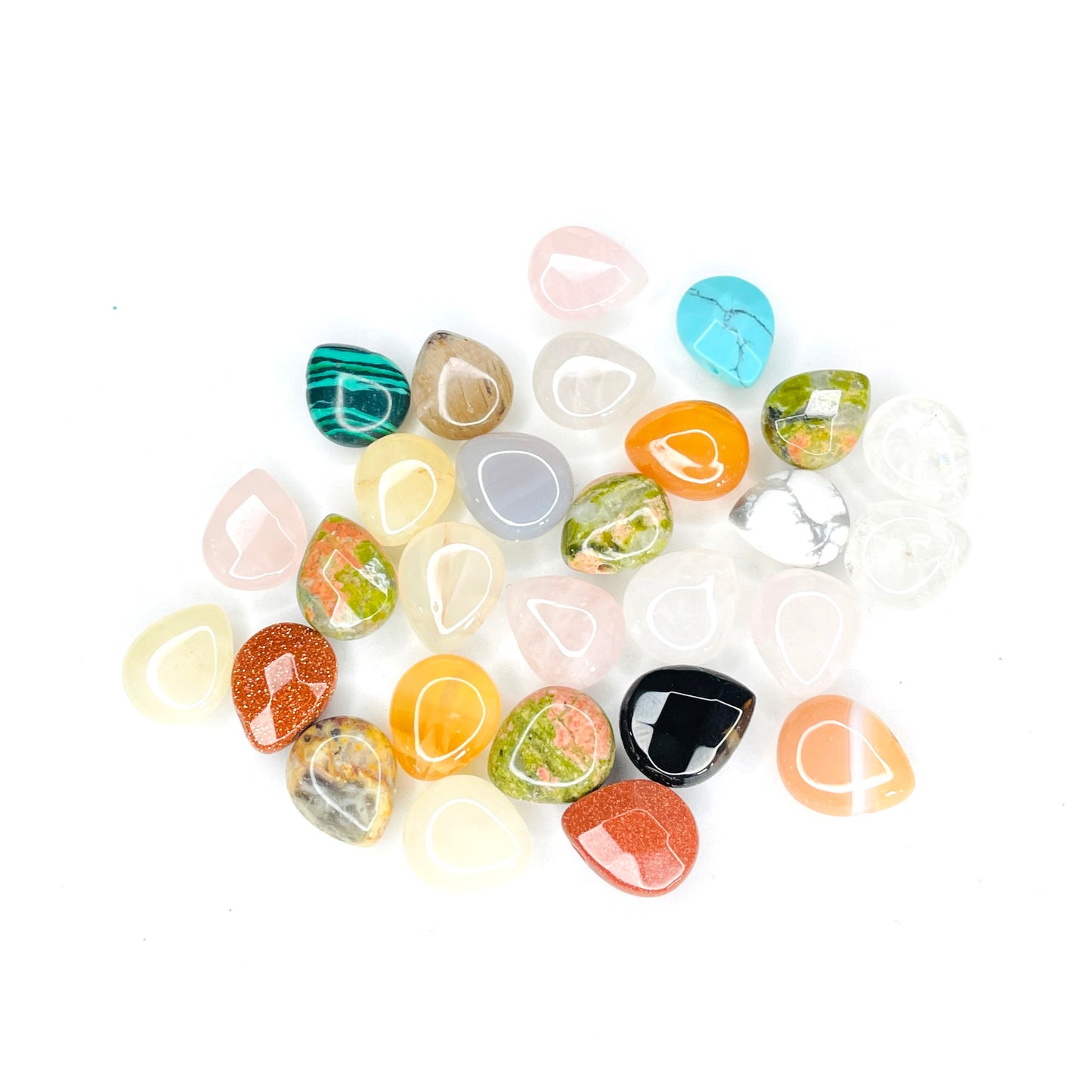Set gotas de Piedra Natural - 12x10mm - 10 und - Mix