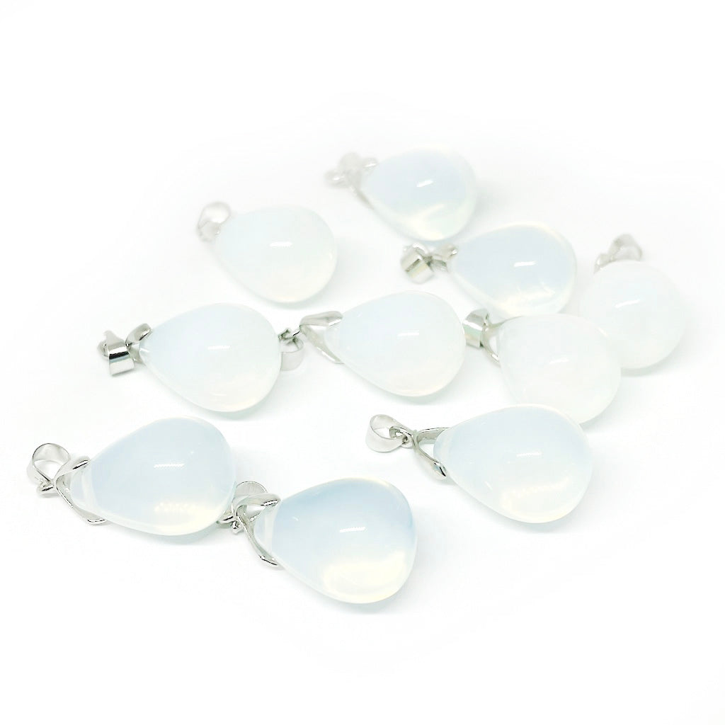 Colgante Gota Lisa con valier - 12x18mm - Piedra Luna - 1und