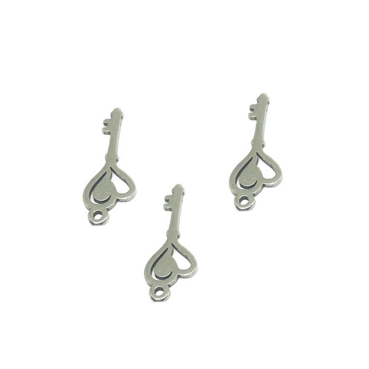 Dije Mini de Acero Quirúrgico - Llave corazón 16mm - 1und