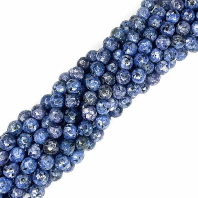 Ágata Facetada - 6mm - Azul Oscuro puntos negros