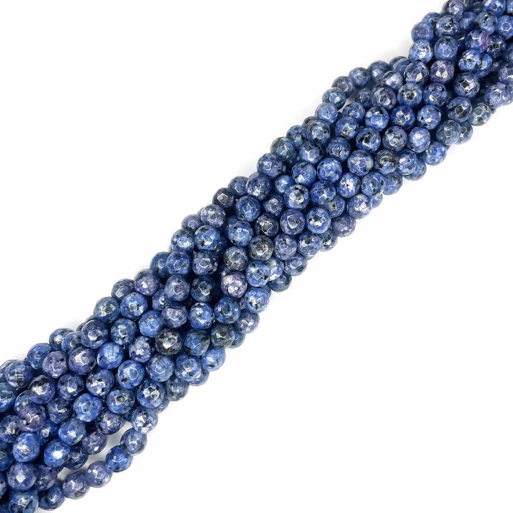 Ágata Facetada - 6mm - Azul Oscuro puntos negros