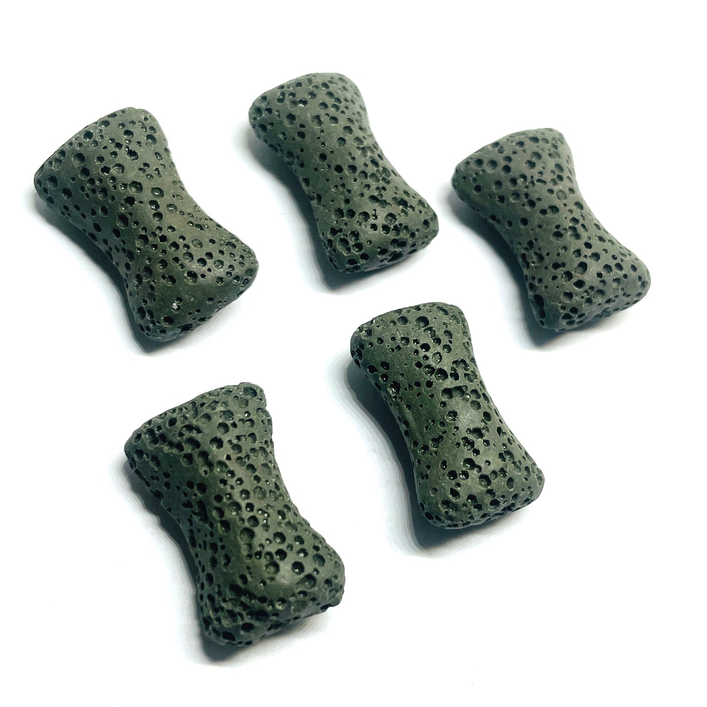 Set de Piedra Volcánica - Hueso Verde oscuro de 23mm - 2und