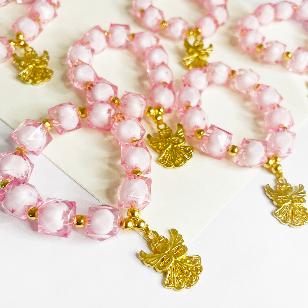 Denario Rosado y dorado - Angel - 12und.