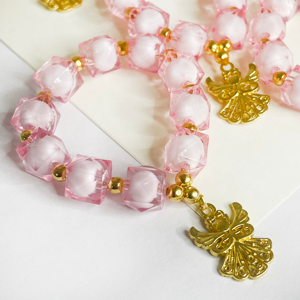 Denario Rosado y dorado - Angel - 12und.