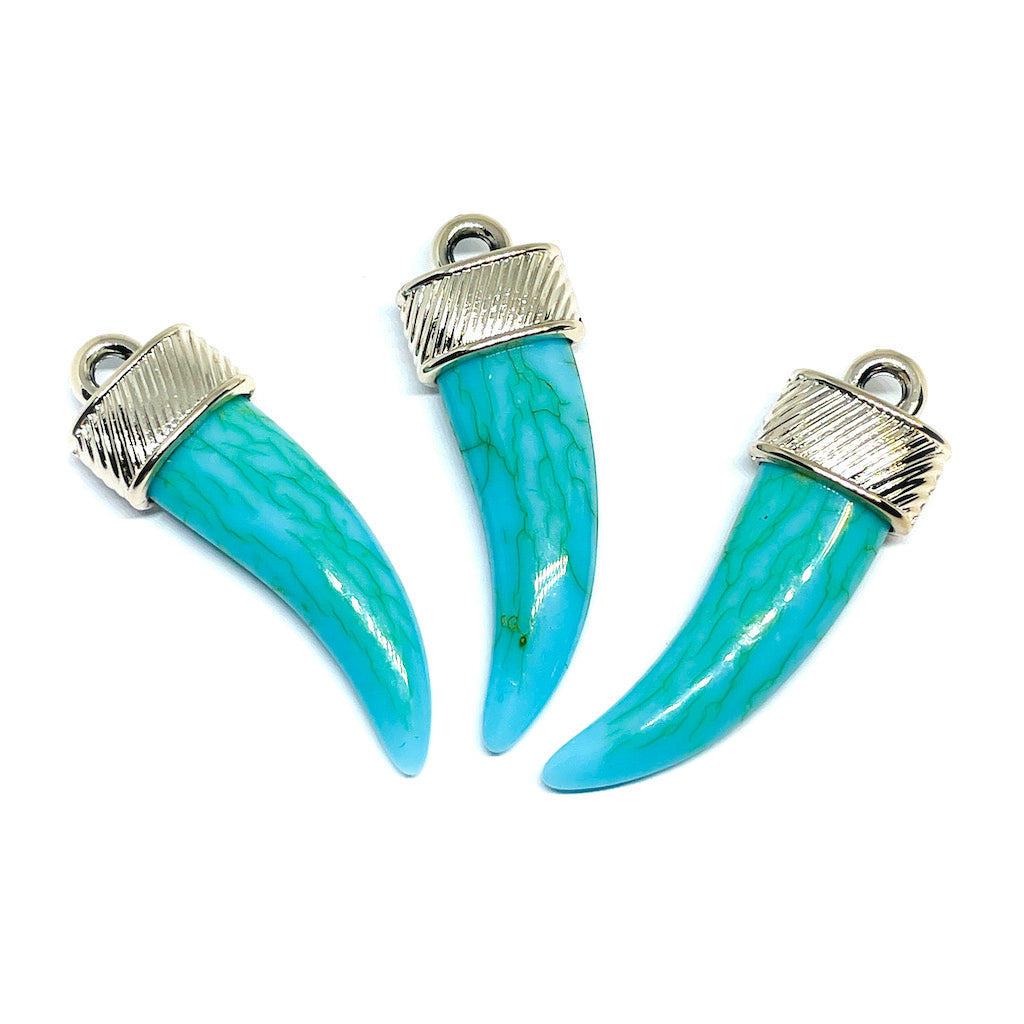 Colgante Colmillo de Resina - 38mm - DOR Turquesa