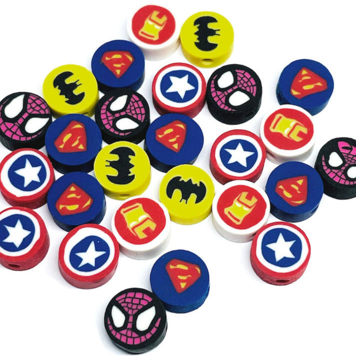 Cuentas Arcilla polimérica - Superhéroes - 9mm - Set 10und