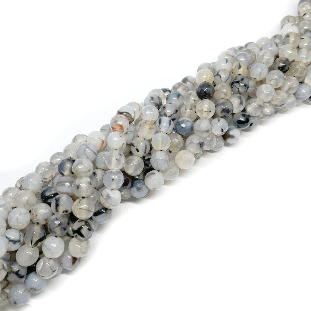 Ágata Facetada - 8mm - Blanco con negro