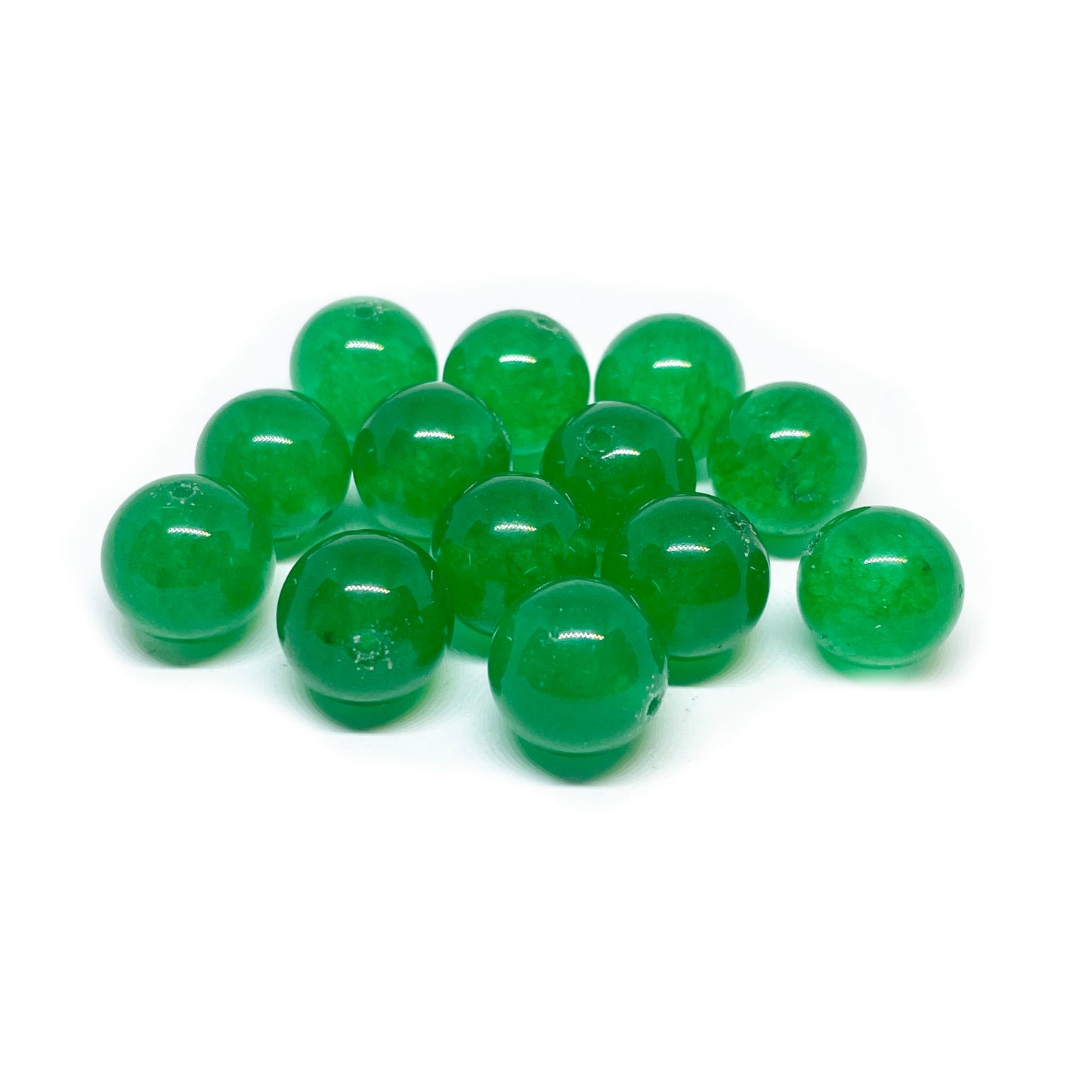 Set de Piedras Redondas - Jade Verde Rey - 12mm | 1par